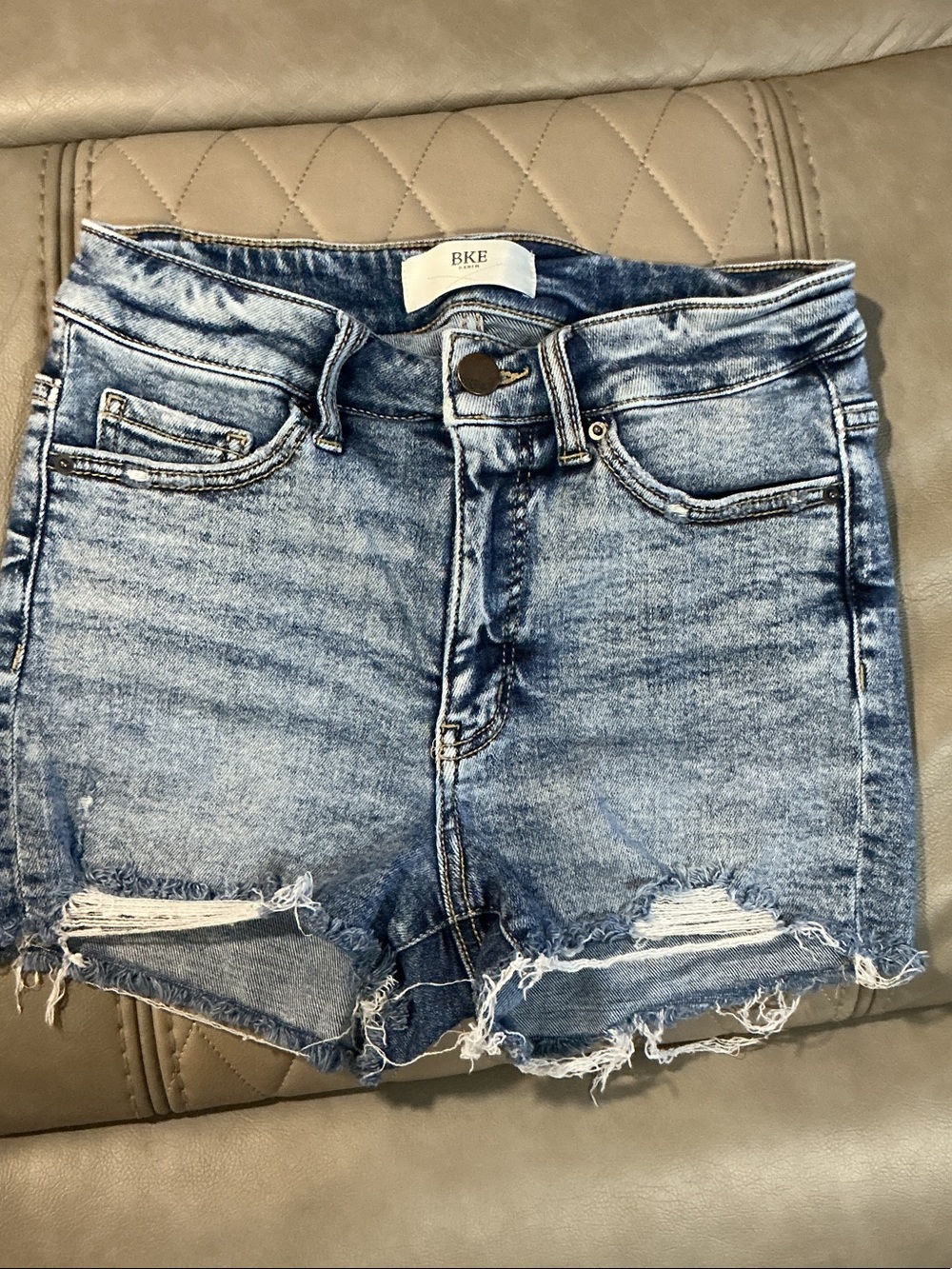 BKE Light Blue Distressed Denim Jean Shorts